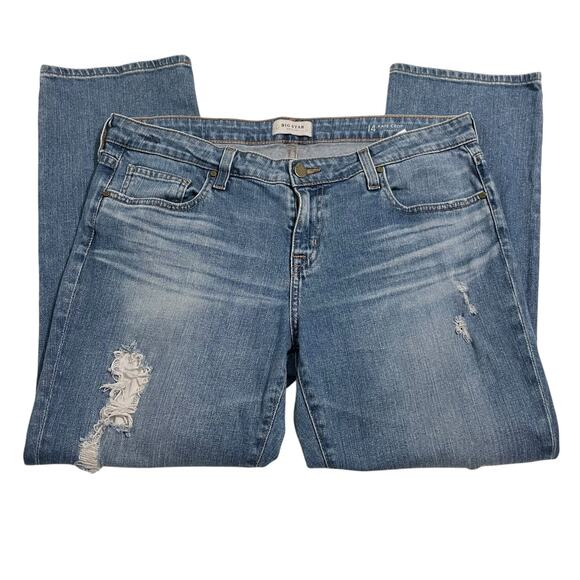 Big Star Womens Jeans Size 31 Blue Kate Crop Straight Mid Rise Distressed Denim - Picture 4 of 13